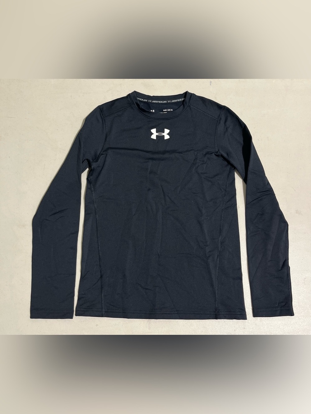 Under Armour Black Long-Sleeve Compression Top with White Logo